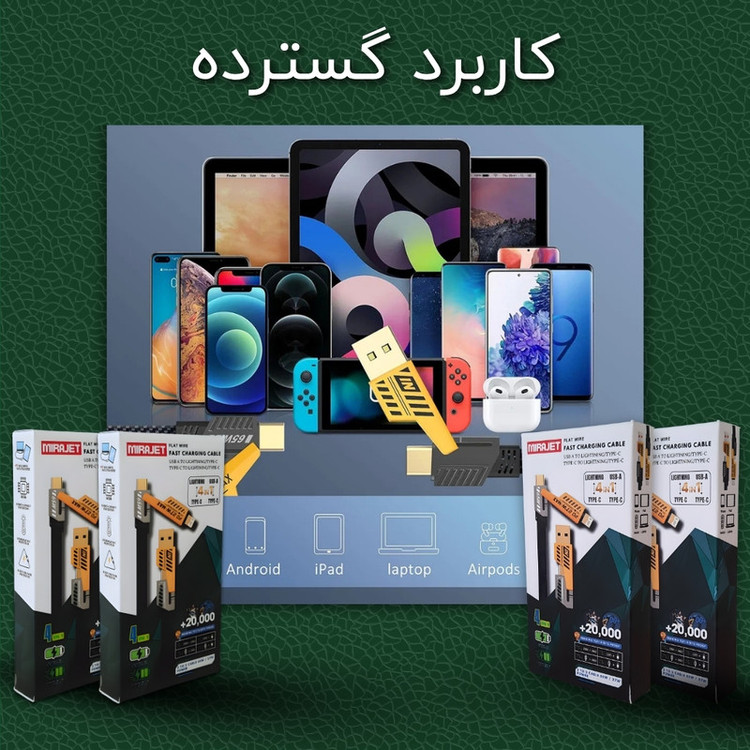 کابل تبدیل USB/USB-C به لایتنینگ/USB-C زاوا ZAWA مدل Jet-337 طول 1 متر
