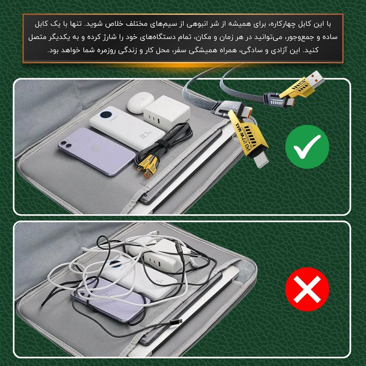 کابل تبدیل USB/USB-C به لایتنینگ/USB-C زاوا ZAWA مدل Jet-337 طول 1 متر