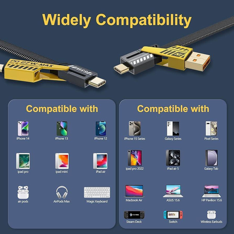 کابل تبدیل USB/USB-C به لایتنینگ/USB-C زاوا ZAWA مدل NX-JJ0401 طول 1.2 متر