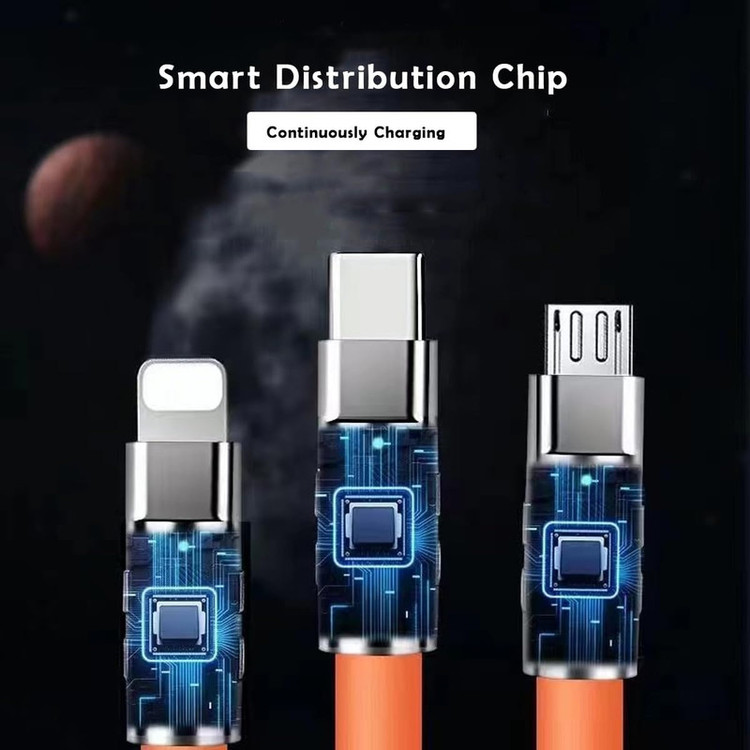 کابل تبدیل USB به micro USB / لایتنینگ / USB-C زاوا ZAWA مدل 3in1 ZINC ALLOY 120W طول 1.2 متر