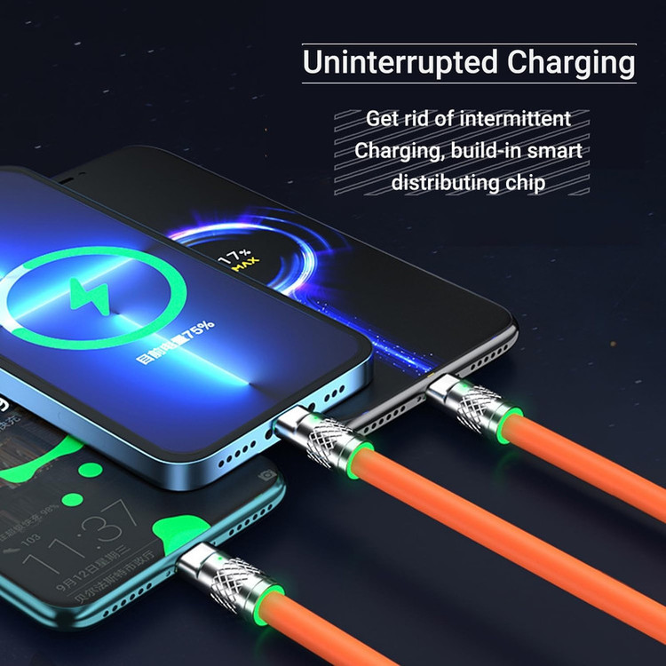 کابل تبدیل USB به micro USB / لایتنینگ / USB-C زاوا ZAWA مدل 3in1 ZINC ALLOY 120W طول 1.2 متر